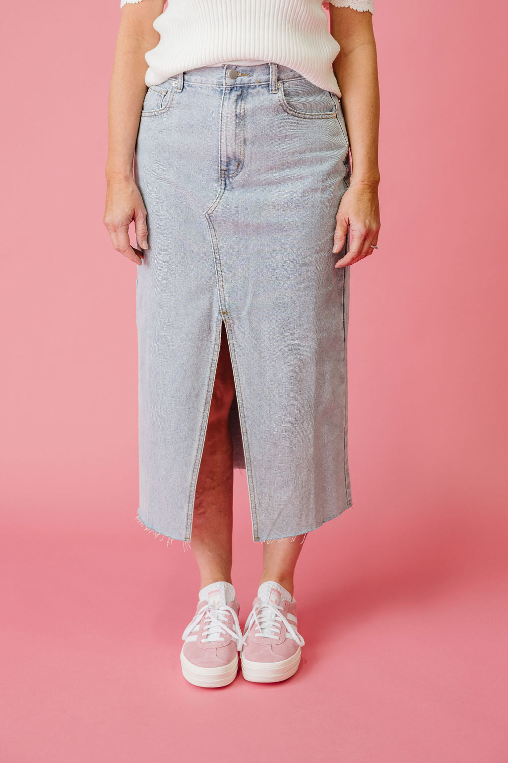 White Acid Wash Frayed Denim Skirt – Ruby Joy Boutique